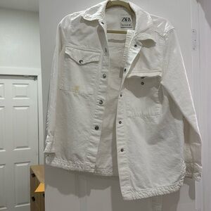 Zara oversize denim jacket with silver buttons